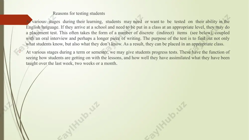 n other words, if we say that a certain test is a good measure of a student’s reading ability, then we need to be able to show that this is the case. there is another kind of validity, too, in that when students and teachers see the test, they should think it looks like the real thing - that it has face validity. as they sit in front of their test paper or in front of the screen, the students need to have confidence that this test will work (even if they are nervous about their own abilities). however reliable the test is (see below) face validity demands that the students think it is reliable and valid. a good test should have marking reliability. not only should it be fairly easy to mark, but anyone marking it should come up with the same result as someone else. however, since different …