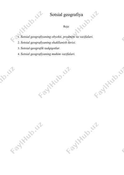 sotsial geografiya — DOCX