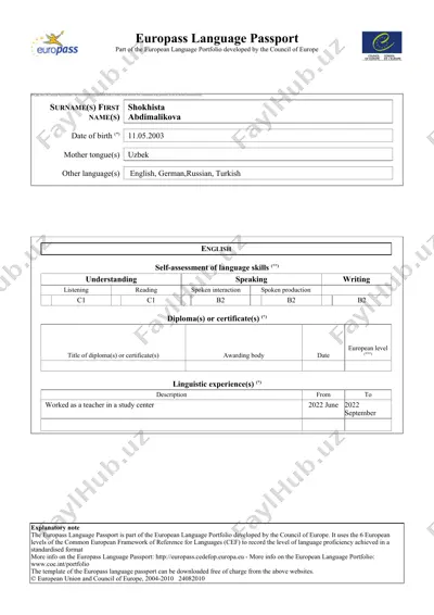 europass language passport — DOC