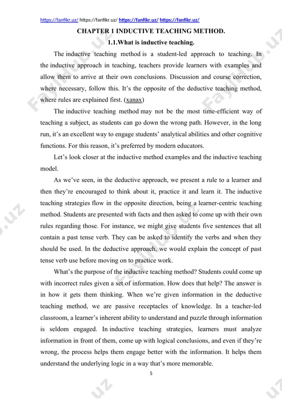 eductive teaching method, we are passive receptacles of knowledge. in a teacher-led classroom, a learner’s inherent ability to understand and puzzle through information is seldom engaged. in inductive teaching strategies, learners must analyze information in front of them, come up with logical conclusions, and even if they’re wrong, the process helps them engage better with the information. it helps them understand the underlying logic in a way that’s more memorable. in inductive teaching, the process typically involves the following steps: students are presented with specific examples, data, or phenomena to observe and analyze. these examples may come from various sources, including texts, images, experiments, or real-world scenarios. students identify patterns, similarities, or regularities among the examples they have observed. they look for recurring elements, relationships, or trends that may suggest underlying principles or rules. based on their observations and pattern recognition, students formulate hypotheses or generalizations about the principles or …