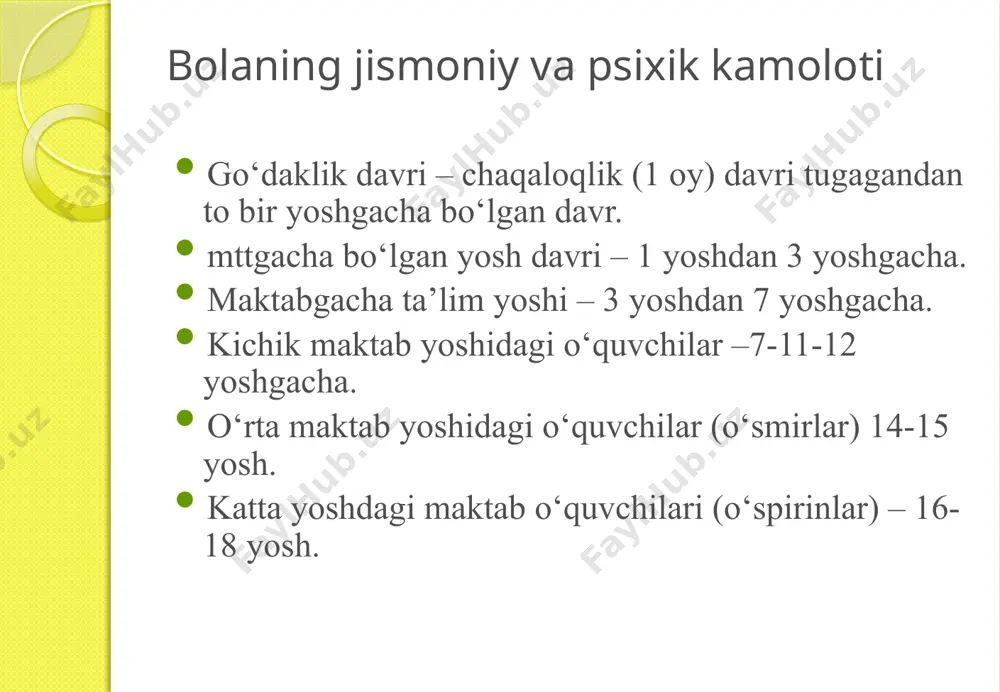 o‘rinlardan birini egallab, uning vakillari aristotel, platonlar tabiiy-biologik omillarni yuqori qo‘yadi.ular tug‘ma imkoniyatlar, taqdir, tole har kimning hayotdagi o‘rnini belgilab bergan, deydilar. . xvi asr falsafasida vujudga kelgan preformizm oqimi namoyandalari esa shaxs rivojlanishidagi naslning ro‘liga katta baho berib, ijtimoiy muhit va tarbiyaning ro‘lini inkor etadi. xorij psixologiyasidagi yana bir oqim – bixeviorizm xx asr boshlarida yuzaga kelgan bo‘lib, uning namoyandalari, ong va aqliy qobiliyat nasldan-naslga o‘tib, insonga u tabiatan berilgan, deyiladi. mazkur ta’limot vakili amerikalik olim e.torndaykdir. preformizm progmatizm. progmatizm oqimi va uning vakillari d.d’yul, a.kombe ham shaxs rivojlanishini biologik nuqtai nazarda asoslaydilar. ular rivojlanishni fahat miqdoriy o‘zgarishdan iborat, deb qaraydilar.naslning rolini absolyutlashtirib, uni inson taqdirida hal qiluvchi ahamiyatga ega deb biladilar. demak, bir guruh xorijiy olimlar rivojlanishni biologik (nasliy) omilga bog‘laydilar. . falsafada shaxsni jamiyat bilan bog‘liq bo‘lgan ijtimoiy hayotdagi murakkab voqelik deb qaraladi biologik oqimga qarshi falsafiy oqim vakillari rivojlanishi ijtimoiy omil bilan belgilaydilar.bu oqim vakillari bola …