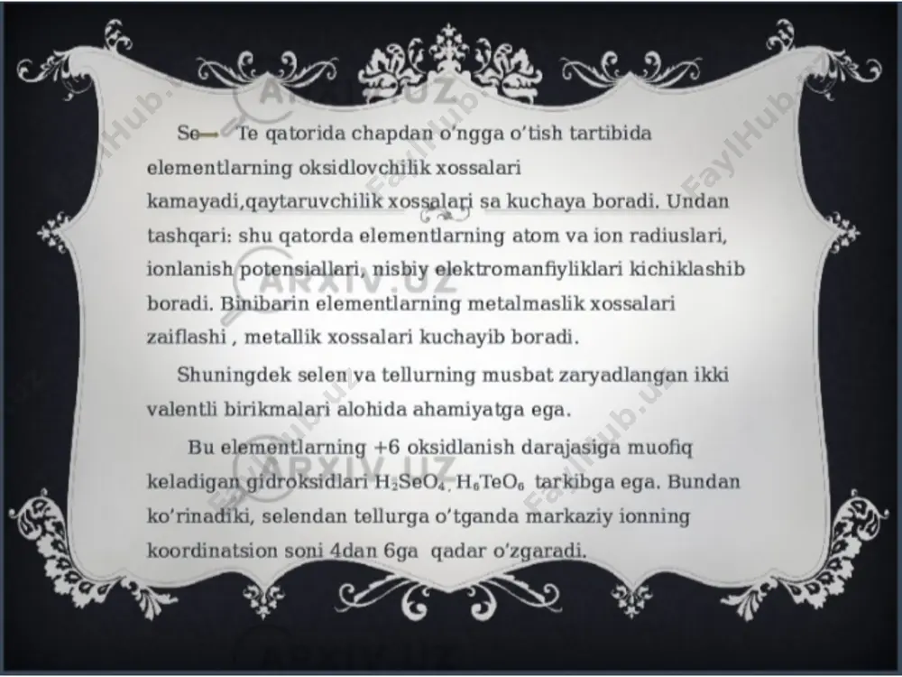 selen, tellur va ularning birikmalari. ularning olinishi va xossalari - Page 4