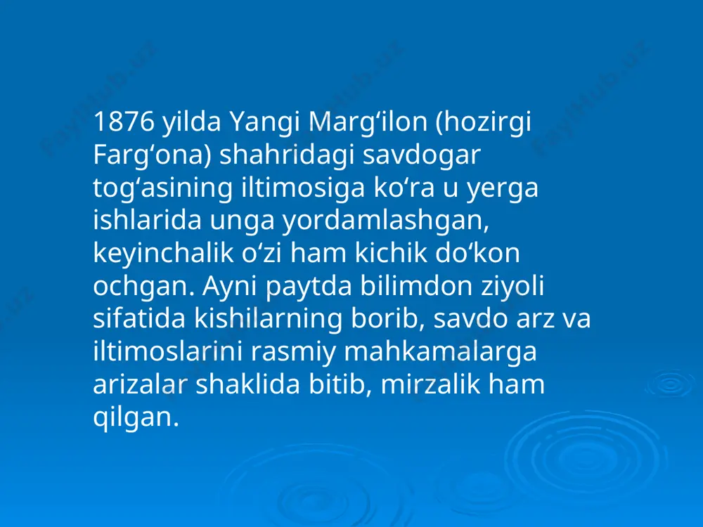 mladan, xo‘jajon rojiy, muhammad umar umidiy-havoiy, mulla toshboltu royiq kabi ijodkorlar bilan tanishib, adabiy suhbatlar qurgan. furqat toshkentda rus ziyolilari, yevropacha hayot tarzi bilan tanishdi. chor ma’murlari shoirning teatr, gimnaziyaga, turli kontsertlarga kiritishni uyushtirdilar, ko‘rgazmalarga olib bordilar. yangi tarixiy sharoit tufayli yuz bergan o‘zgarishlarni mushohada etish natijasida furqat dunyoqarashida jiddiy o‘zgarish bo‘ladi va bu hol uning ijodida o‘z badiiy ifodasini topadi — ma’rifatparvarlik, yevropacha ilmmadaniyat, fan-texnikaga xayrixohlik shoir she’rlarining yetakchi g‘oyasiga aylana boradi. bu esa furqatning ko‘p asrli o‘zbek adabiyotiga yangi mavzular, yangi g‘oyalar olib kirishiga zamin bo‘ldi. toshkentda ochilgan erlar gimnaziyasi, maorif muassasalari, madaniyat va san’at o‘choqlarini, tobora ko‘proq kirib kelayotgan fan-texnika yangiliklarini kuzatish oqibatida uning «ilm xosiyati», «gimnaziya», «vistavka xususida», «akt majlisi xususida», «toshkent shaxrida bo‘lg‘on nag‘ma bazmi xususida», «suvorov» va boshqa asarlari maydonga keldi va ularning barchasi 1890 yillarda «turkiston viloyatining gazeti»da chop qilindi. bu turkum asarlarida furqat yangilik va taraqqiyotning, ilm-fan va yevropacha maorif-madaniyatning targ‘ibotchisi sifatida …