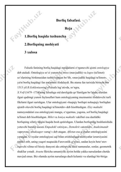 borliq falsafasi — DOCX