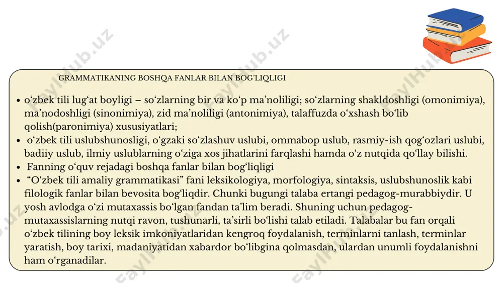 mlari uchun grammema atamasidan foydalanmoqdalar. grammatik birliklarni grammatik kategoriyalarga birlashtirishda shu kategoriyaga xos umumlashgan maʼno asos boʻlib xizmat qiladi. kategoriyaga xos bu umumlashgan maʼno mazkur kategoriyaga birlashgan har bir grammemada takrorlanadi. shu bilan birgalikda kategoriya doirasidagi har bir grammemaning boshqasidan farq qiladigan maʼnosi ham mavjud. ana shu maʼnolar kategoriya unsurlarining oʻzaro zidlanishida asos boʻlib xizmat qiladi. shunday qilib, kategoriya maʼnosi bilan kategoriya tarkibidagi grammema maʼnosi oʻrtasida tur-jins munosabati mavjud. ma’lumotlar grammatika maʼlum til qurilishini qanday oʻrganishiga koʻra, amaliy grammatika va nazariy grammatikaga boʻlinadi. amaliy grammatika muayyan bir tilda gapning toʻgʻri qurilishi uchun zarur boʻlgan grammatik qoidalarni tavsiflaydi. u oʻz navbatida, 2 turga boʻlinadi: tavsifiy hamda meʼyoriy grammatika tavsifiy grammatika til grammatik qurilishini tavsiflash, bayon qilish bilan cheklanadi. meʼyoriy grammatika esa til faktlarining til meʼyoriga munosabatini, maʼlum bir lisoniy birlik yoki qurilmaning toʻgʻri yoki notoʻgʻri qoʻllanganini oʻrganadi. amaliy grammatikadan farqli ravishda, nazariy grammatika til qurilishini tavsiflash bilan birga, til qurilishidagi birliklarning …