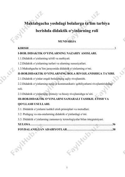 didaktik o‘yinlar ta'limi — DOCX