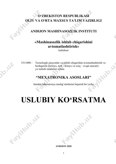 mexatronika asoslari laboratoriya mashg'ulotlari — DOCX