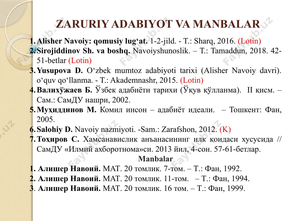 " – 54 bob, 5782 bayt "layli va majnun" – 28 bob, 3623 bayt "sab`ai sayyor" – 38 bob, 5009 bayt "saddi iskandariy" – 89 bob, 7215 bayt navoiy “xamsa”sining umumiy hajmi 25617 bayt, 51234 misradan iborat. alisher navoiy dostonlarini tabdil qilish va sharhlash an’analari alisher navoiy dostonlarini sharhlash, dastavval, asarlaridagi so’zlarning sharhiga bag’ishlangan lug’atlar yaratish shaklida namoyon bo’ladi. xvi asrda noma’lum muallif tomonidan tuzilgan “abushqa” lug’ati, xvii-xix asrlarda yaratilgan "badoe` ul-lug’ot", "lug’ati navoiy", mirzo mahdixonning "mabon ul-lug’ot", muhammad xoksorning "muntaxab ul-lug’ot" kabi asarlarda navoiy she’riyati va dostonlarida qo’llangan so’z va iboralarning sharhiga bag’ishlangan bo’lib, ularda so’zlarning izohi uchun asosan dostonlarining, aniqrog’i, “xamsa” tarkibidagi dostonlarning matni olingan. bu haqda navoiyshunos a.erkinovning “alisher navoiy “xamsa”si talqinining xv-xx asr manbalari” mavzusidagi doktorlik dissertatsiyasi hamda 2018-yilda shu nomda nashr ettirilgan monografiyasida ancha keng ma’lumot berilgan. alisher navoiy dostonlarini tabdil qilish va sharhlash an’analari xviii-xix asrlarda "xamsa"ning nasriy bayonlarini yaratish, tabdil qilish an’anasi ham …