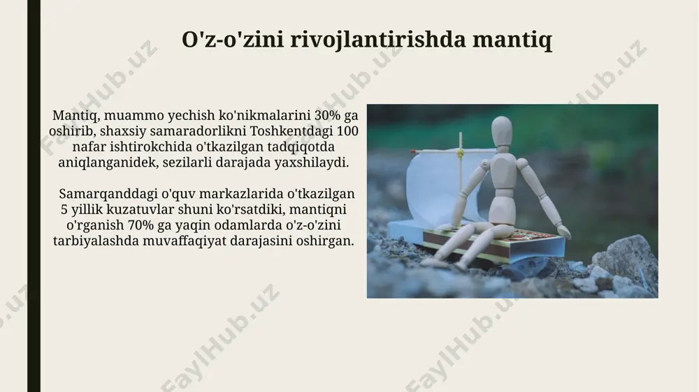 hda mantiq va statistik ma'lumotlarni qo'llash hosildorlikni 15% ga oshirishga yordam beradi, bu samarqand viloyatida amaliy tajribalar orqali tasdiqlangan. muammolarni hal qilishda mantiq muammolarni hal qilishda mantiq, 20 dan ortiq o'zgaruvchini hisobga olgan holda, matematik modellashtirish orqali samarqanddagi transport tizimini optimallashtirishda muhim rol o'ynaydi. mantiq, 7 bosqichdan iborat muammo hal qilish jarayonida, masalan, toshkentdagi suv ta'minoti muammosini tahlil qilishda, har bir bosqichni aniq bajarishga yordam beradi va 30% gacha vaqtni tejash imkonini beradi. mantiqiy fikrlashning ahamiyati mantiqiy fikrlash, 2023-yilgi tadqiqotlarga ko'ra, aqshdagi 70% muhandislik muammolarini hal qilishda kalit rol o'ynaydi va muvaffaqiyat darajasini 30% ga oshiradi. mantiq 12-asrda xorazmda rivojlangan al-xorazmiyning matematik ishlari kabi tarixiy meroslarga asoslanib, bugungi kunda dunyo bo'ylab 100 dan ortiq universitetda intensiv o'rganilmoqda. jamoaviy ishlarda mantiq самарқанд давлат университетида ўтказилган экспериментлар кўрсатдики, мантиқий муносабатларни аниқлаш малакаларини ошириш жамоавий лойиҳаларни 15-20 кунгача тезлаштириши мумкин. жамовий ишларда мантиқий фикрлаш жараёнлари 30% гача самарадорликни ошириши мумкин, хусусан 5 кишилик …