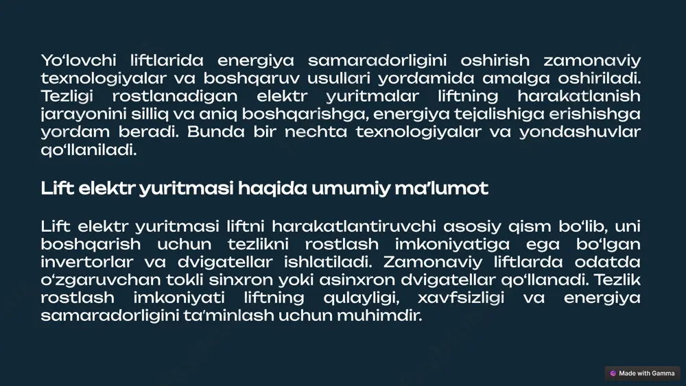hun muhim yechimlardir 13 foydalangan adabiyotlar hoshimov o.o., imomnazarov a.t. elektr yuritma asoslari. 1 – qism. – toshkent: tdtu, 2004. hoshimov o.o., umarov sh.b. umumsanoat mexanizmlarining avtomatlashtirilgan elektr yuritmalar. – toshkent: effekt moliya, 2015. – 136 b. imomnazarov a.t. sanoat korxonalaridagi elektr jihozlariga xizmat koʽrsatish va ta‟mirlash. oʽquv qoʽllanma. – toshkent: turon iqboli, 2006. – 175 b. imomnazarov a.t. sanoat korxonalari va fuqarolik binolarning elektr jihozlari. oʽquv qoʽllanma. – toshkent: ilm ziyo, 2006. – 185 b. image1.png image2.png image3.png image4.png image5.png image6.png image7.png image8.png image9.png