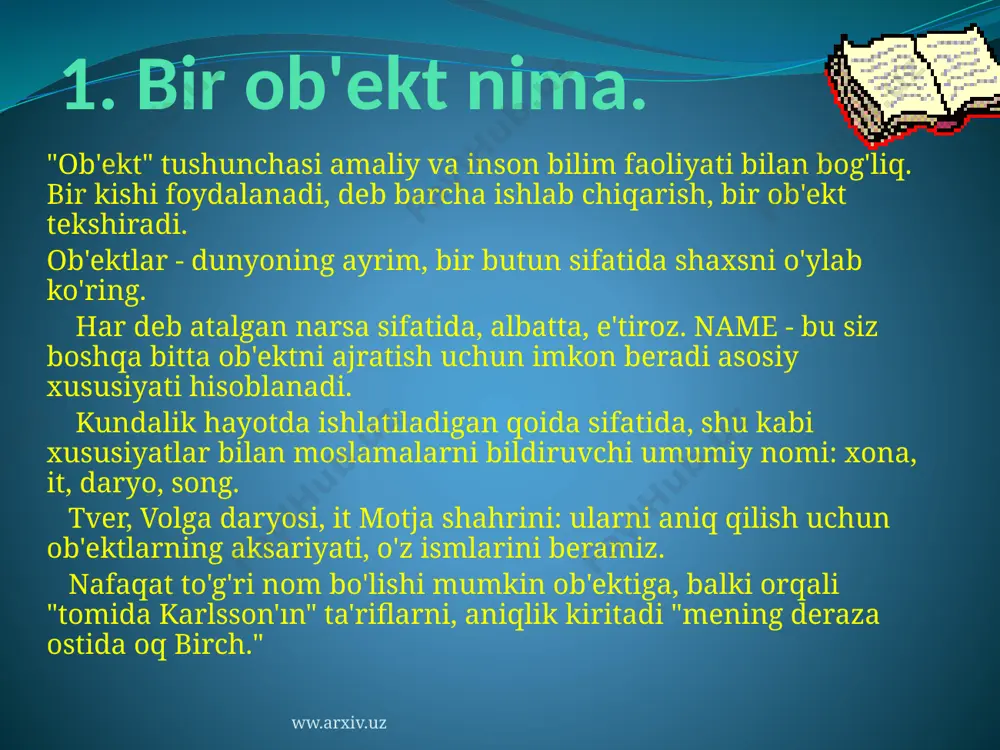 dunyo ob'ektlarini taqdimoti dars ishlanma - Page 5
