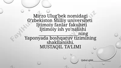 yaponyada boshqaruv tizimining shakllanishi — PPTX
