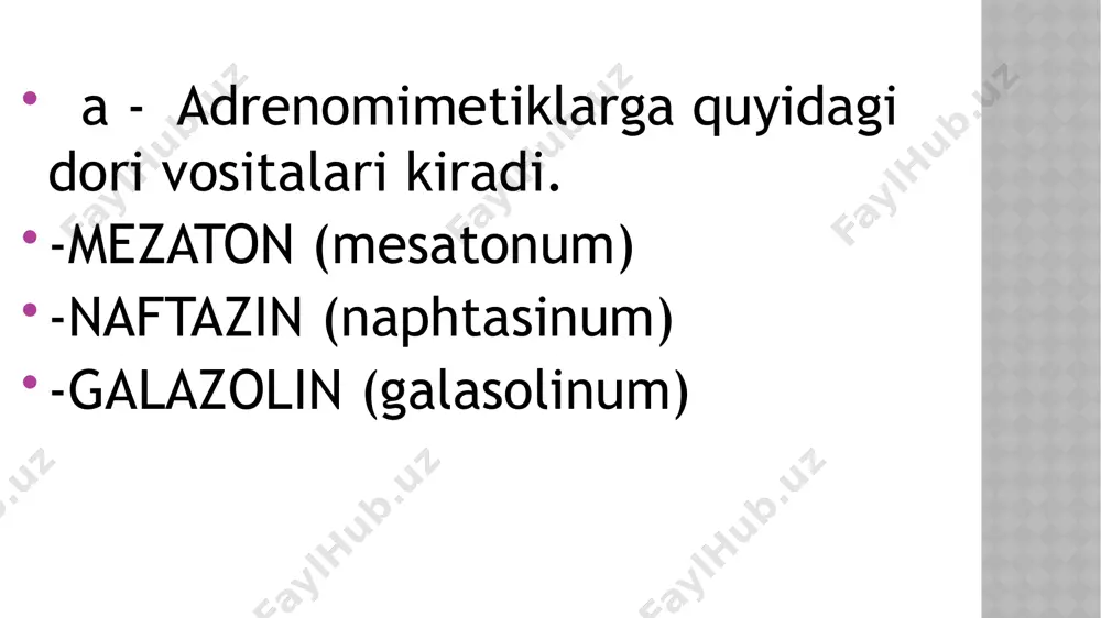 adrenoretseptorlarni qo’zg’atuvchi vositalar (adrenomimetiklar) - Page 5