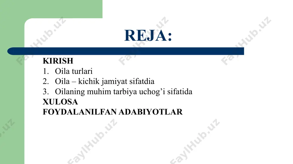 zifalar hozirgi zamon oilasining muhim vazifalari sifatida ko`rsatib o`tilgan, sotsiolog olimlar (u.m.sverdlov, v.a.ryasensov, v.p.klyuchnikov) esa inson zotini davom ettirish, bolalarni tarbiyalash va xo`jalik vazifalarini farqlaydi; s.d. laptenok xo`jalik-maishiy, aholi sonini qayta tiklash, tarbiyaviy va oila a`zolari dam olishi — hordig`ini tashkil etish; n.g.yurkevich — ma`naviy muloqot, seksual, bolalarni dunyoga keltirish, tarbiya jarayonidagi hamkorlik, uy xo`jaligini yuritish uchun zarur vositalarni ta`minlash, dam olishni tashkil qilish, o`zaro moddiy va ma`naviy qo`llab-quvvatlash; a.g. xarchev — aholi sonini qayta tiklash, ijtimoiylashuv, xo`jalik, iste`mol va dam olishni tashkil qilish kabilarni farqlaydi. mana yuqoridagilardan ko`rinib turibdiki, qator oilashunos mutaxassislar tomonidan oilaning asosiy vazifalari turlicha klassifikatsiya qilinmoqda. oila vazifalari bu o`rinda oila vazifalarini shunchaki sanab o`tish emas, balki ularni bir tomondan odamlarning moddiy, xo`jalik-maishiy va ikkinchi tomondan emotsional va ijtimoiy-psixologik ehtiyojlarini qondiruvchi vazifalarga farqlash muhim. shuni ham aytib o`tish joizki, hozirgi zamon oilasida emotsional va ijtimoiy-psixologik jarayonlarni qondirish vazifasining ahamiyati ortib bormoqda. hatto sof moddiy xarakterga ega …