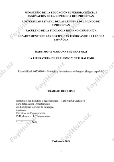 literatura de realismo y naturalismo — DOCX