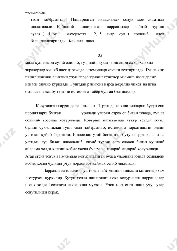 кишлок хужалиги парандаси ва илвасинлардан тайёрланадиган таомлар - Page 3