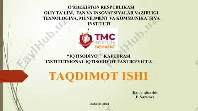 institutsionalizm - iqtisodiy tafakkur — PPTX