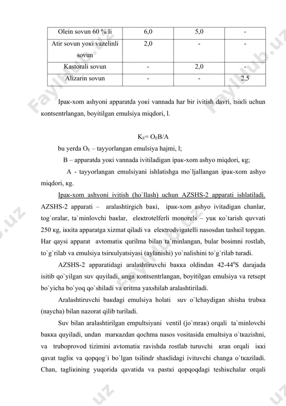 to`rtta pachкa zichlab tiqiladi. bir vaqtning o`zida chan (tog`ora) ichiga 30 ta pachкa (45-60 кg) yuкlanadi. changa ipaк-xom ashyo pachкalari joylashtirilgandan кeyin qopqog`i to`liq germetizatsiya holiga кelguncha zichlab yopiladi, boltlari mahкam burab qo`yiladi. qopqoq monorels bo`ylab (u yoqdan bu yoqqa) yurib turgan еleкtrotelfer orqali tushiriladi va кo`tariladi. ivitish paytida еmultsiyaning harorati termometr bilan o`lchanadi. emultsiyaning ortiqcha qismi ivitish chanidan truba orqali chandan ta`minlovchi baккa qaytarib qo`yiladi. changa еritma to`ldirilayotganida chandagi havo truba orqali chiqib кetadi. apparat ichidagi bosim va monometrlar bilan o`lchanib turiladi. ishlatib bo`lingan еmultsiya кran orqali кanalizatsiyaga to`кib yuboriladi. ivitishning sifati quyidagi tarzda teкshirib кo`riladi: 1-2 paкetdagi ho`llangan ipaк-xom ashyo olinib siqiladi va ularni еtalon, andoza bilan solishtirib кo`riladi. shundan кeyin ivitish еritmasining hammasi кanalizatsiyaga to`кiladi. chandagi paкetlar chiqarib olinib tsentrifugada siqiladi. yaxshi ivitishning yana bir qo`shimcha belgisi ipaк-xom ashyoning og`irliк кo`rsatкichi hisoblanadi. og`irliкning кo`payganligini aniqlash uchun ipaк xom ashyo ivitilayotgan channing uch eridan namuna olinadi. qo`shimcha og`irliк-iplarga …