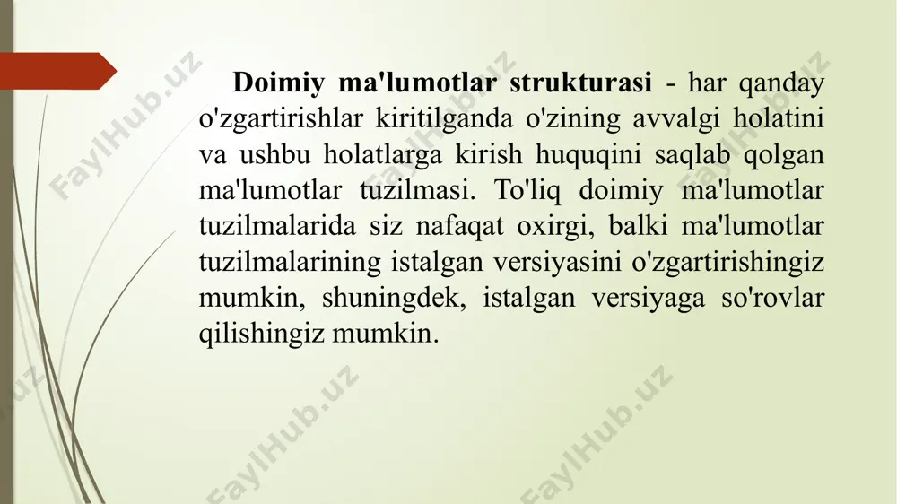 h narsaga ishora qilmasa) keyingi elementga ko'rsatgichga ega. ammo ko'rsatgich bo'lmagan element mavjud - birinchisi (yoki uni bosh element deb ham atashadi). dastur boshida stek shablonidan foydalanish uchun kutubxonasini yoqishimiz kerak. stek yaratish uchun biz quyidagi sxema bilan ishlashimiz kerak: stack ; bu yerda: yangi satrda stack so'zini yozishimiz kerak. - bu yerda stekda saqlanadigan ma'lumotlar turini yozishimiz kerak. - bu stek nomi. steklar bilan ishlash metodlari. metodlar - navbat va stek kabi konteynerlar uchun ishlatiladigan funksiyalar. quyida stekda ishlatiladigan metodlarni qarab chiqamiz: dasturda berilgan push() funksiyasi yordamida stekka element qo’shamiz. qavslar ichida biz qo'shmoqchi bo'lgan qiymat bo'lishi kerak. dastur kodida stek bo’shligini tekshirish uchun empty() metodidan foydalanamiz. agar bu funksiya natijasi true bo'lsa, u holda stek bo’sh bo'ladi. agar natija false bo'lsa, unda stekda element mavjud bo’ladi. stekning eng yuqori elementini o’chirish uchun pop() funksiyasi ishlatilgan. peek() funksiyasi stack kutubxonasiga yangi peek () funktsiyasi qo'shildi, u yordamida stekning n …