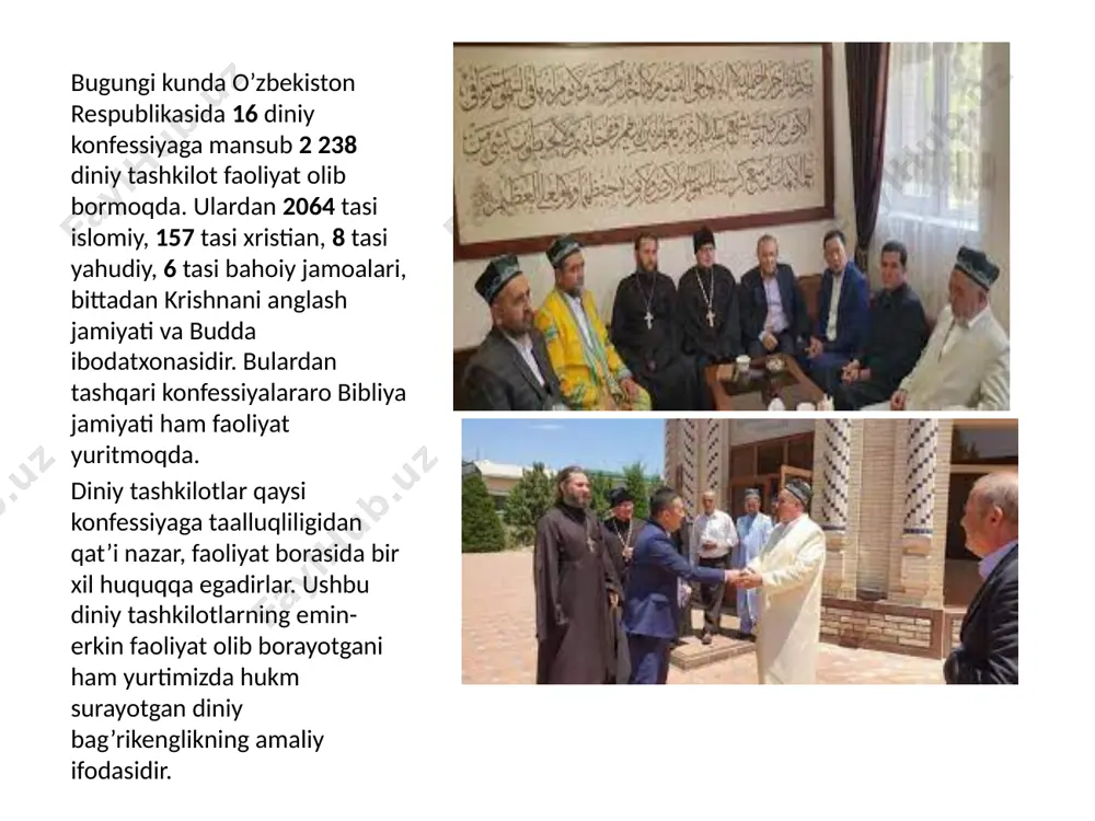 -jihod al-islomiy” “at-takfir va-l-hijra” (misr), “abu sayyaf” (filippin), 1. 2. 3. 4. “boko haram” (nigeriya), “islom jihodi uyushmasi”, “o’zbekiston islomiy harakati” tolbion (afg’oniston, pokiston) “ozod achex”, “lashkari jihod” (indoneziya), “qurolli islomiy harakat” (jazoir), ayniqsa, “jihodchi” guruhlar o’z safiga yangi shaxslarni jalb etishda internet va ijtimoiy tarmoqlardan keng foydalanmoqda. turli internet saytlari, “odnoklasnik”, “tvitter” kabi ijtimoiy saytlarda tashkil etilgan turli nomlardagi forum va guruhlar, “youtube” portalidan keng foydalanilmoqda. mazkur guruhlarning targ’ibotchilari ko’p vaqtini internetda o’tkazuvchi, vaqtincha ishsiz, xorijda pul topish ilinjida yurgan va ijtimoiy holatdan norozi shaxslarni o’z saflariga qo’shish maqsadida ular bilan go’yoki “musulmonlarning azoblanayotgani” suhbatlar olib boradilar. diniy-ekstremistik oqimlarning jamiyatimiz barqarorligiga tahdidi respublikamizdagi ijtimoiy siyosiy vaziyatni beqarorlashtirish, dinlararo va millatlararo munosabatlarni keskinlashtirish, fuqarlarni, ayniqsa, yoshlarni qurolli to’qnashuvlar ro’y berayotgan hududlarda faoliyat yuritayotgan terroristik guruhlarga jalb qilish kabi harakatlarda, shuningdek, mamlakatimizda terrorchilik harakatlari sodir etish uchun suqilib kirishga urinishlarda namoyon bo’lmoqda. yuqorida qayd etilgan holatlar hushyorlikni qo’ldan boy bermaslik, hamisha …