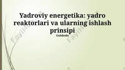 yadroviy energetika: yadro reaktorlari va ularning ishlash prinsipi — PPTX