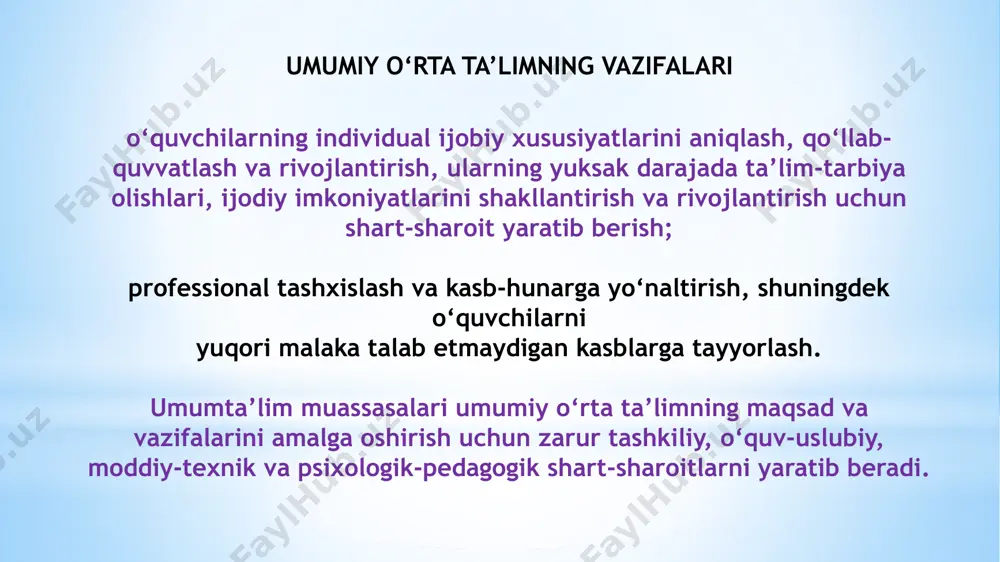 dagi metodik xizmat koʻrsatish boʻlimi bilan hamkorlikni yoʻlga qoʻyadi; kasbiy seminar-treninglar, mahorat va ochiq darslar tashkil etadi; manzilli metodik xizmat ko‘rsatish ishlarida (“metodik tur”) faol ishtirok etadi; “ustoz-shogird” anʼanasini tizimli tashkil qiladi; ilgʻor ish tajribalarini maktab, tuman (shahar) miqyosida ommalashtirishga tavsiya qiladi; fan yoʻnalishlari boʻyicha tuman (shahar), viloyat va respublika miqyosidagi darslik va metodik qo‘llanmalar yarmarkalarida ishtirok etadi va unga oʻqituvchilarni jalb qiladi; metodbirlashmalararo tajriba almashishni yoʻlga qoʻyadi; oʻqituvchilarining darslarini kuzatadi hamda ularga zaruriy tavsiyalar berib boradi; fanni oʻzlashtirishga qiynalayotgan oʻquvchilar uchun darsdan tashqari mashgʻulotlar tashkil etadi; fan toʻgaraklarini tashkil etadi; mezonlarga asoslangan baholash tizimini amaliyotga joriy etilishida ishtirok etadi; oʻquvchilar oʻrtasida ularning qiziqishlari doirasida ijodiy, intellektual tanlov, oʻyin va festivallar tashkil etadi; oʻqituvchilar oʻrtasida kasbiy, metodik tanlov va ijodiy dekadalar tashkil etadi; maktab rahbariyatiga faol, ilgʻor oʻqituvchilarni ragʻbatlantirish uchun takliflar kiritadi; taʼlim mazmuni bilan bogʻliq materiallar va normativ-huquqiy hujjatlarning mazmun-mohiyatini tushuntiradi. 1 mavjud ehtiyoj va muammolar tahlili muhim muammolarni …