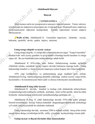 abdulhamid hikoyasi — DOCX