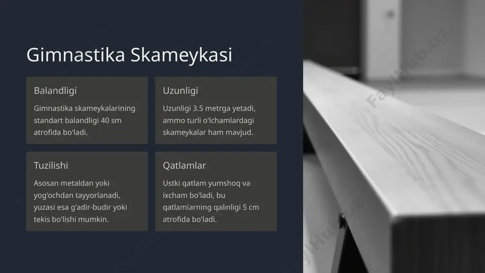 gimnastika jihozlari va ularing o'lchamlari - Page 4