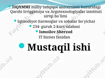 it biznes fanidan mustaqilishi — PPTX