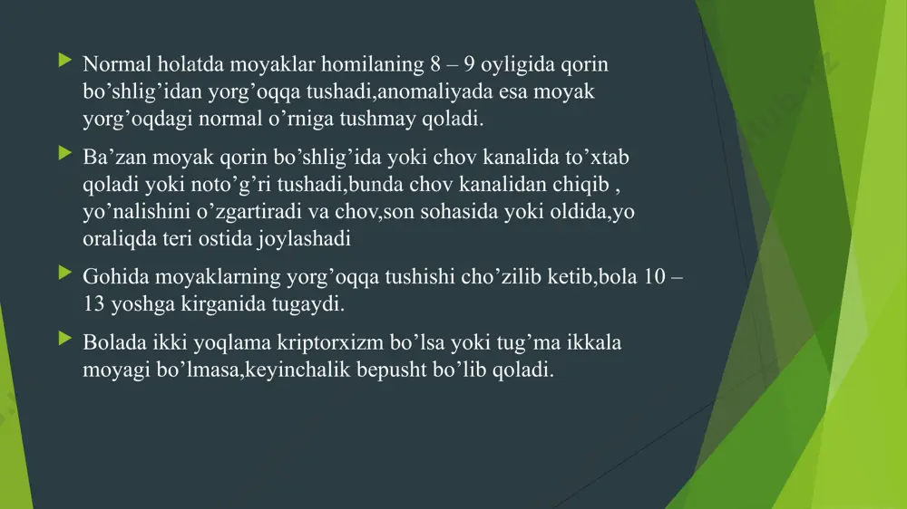 kriptorxizm. etiopatogenezi, klinikasi, diagnostikasi, davolash - Page 4