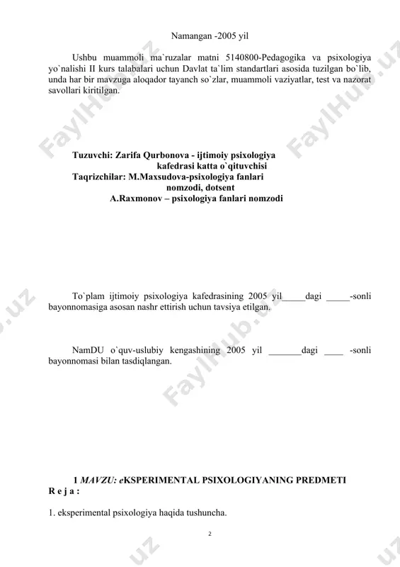ilishi psixologik bilimlarning qayta tuzilishida va psixologiyaning falsafa tarkibidan mustaqkil fan sifatida ajralib chiqishida muhim ahamiyatga ega bo`lgan. eksperimental psixologiya xix asrning o`rtalarida keng rivojlangan fiziologik laboratoriyalar negizida vujudga kela boshlagan. o`sha davrlarda bu laboratoriyalarda-sezgi, idrok, reaktsiya vaqti kabi eng oddiy psixik funktsiyalar o`rganilar edi. bunday tadqiqotlar falsafa va fiziologiyadan farq qiluvchi eksperimental psixologiyaning fan sifatida vujudga kelishi uchun imkoniyat yaratdi. eksperimental psixologiyaga vil’gel’m vundt asos soldi. v.vundt (1832 - 1920) nemis psixologi, fiziologi, faylasufi va tilshunosi bo`lgan. v.vundt inson ongini turli qismlarga ajratib, bu qismlar o`rtasidagi aloqa va bog`lanishlarni laboratoriya eksperimenti orqali o`rganadigan fiziologik psixologiya fanini tashkil etish haqidagi g`oyalarni o`zining “fiziologik psixologiya asoslari” (1880-1881) nomli kitobida ilgari suradi. v.vundt tomonidan 1879 yili leyptsig shahrida tashkil etilgan psixologik laboratoriya butun dunyoda eksperimental psixologiyaning markaziga aylandi. bu laboratoriyada sezgi, idrok, turli qo`zg`atuvchilarga javob berish vaqti assotsiatsiya (bog`lanish)lar, diqqat va oddiy his-tuyg`ular o`rganilgan. eksperiment metodining qo`llanilishi psixologiya fani taraqqiyotiga qanday ta`sir …