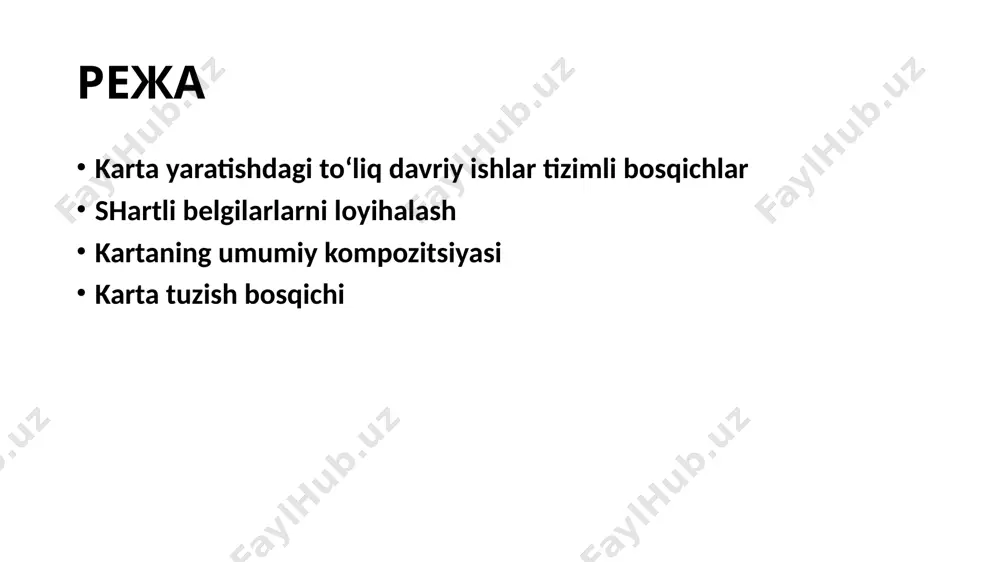 zashga taaluqli hamda uni yaratishdagi har bir bosqichida amaliy ishlar bajariladi. kartaning loyihasini ishlab chiqishda asosiy masala yechiladi, ya’ni mazmunning har bir elementi va kartografik belgilarning bir butun tizimini ishlab chiqish, keyinchalik loyihalash uchun tasviriy vositalar tanlanadi. картани лойиҳалаш-yangi tuzilgan xaritani tuzish yoki mavjud xaritani yangilash картани лойиҳалашнинг мақсади - yangi xaritalar va atlaslarni yaratish bo'yicha barcha ishlarni tashkil etish va bajarish hamda ular asosida xaritalarni maqsadli tahrir qilish, nashrga tayyorlash va nashr qilish uchun zarur bo'lgan hujjatlar va ilovalarni ishlab chiqish shartli belgilarlarni loyihalash shartli belgilar loyihasining qulayligi, rangli bezashdagi tajriba namunalarida tekshiriladi. ushbu bosqichda kartani tashqi bezagi ishlab chiqiladi: ramkalarning shakli, sarlavha uchun shrift o‘lchami va turi, mazmuni, qo‘shimcha elementlari (kartaga naqsh solib yozishlar, diagrammalar va boshqalar). kartaning umumiy kompozitsiyasi keyin umumiy kompozitsiya aniqlanadi, tasvirga nisbatan barcha tashqi elementlar joylashadigan o‘rni belgilab qo‘yiladi. bunda dizaynerning asosiy muammosi – kartaning muvofiqligi, tashqi ko‘rinishni loyihalash, tashqi elementlarni mantiqan va tejamkor …