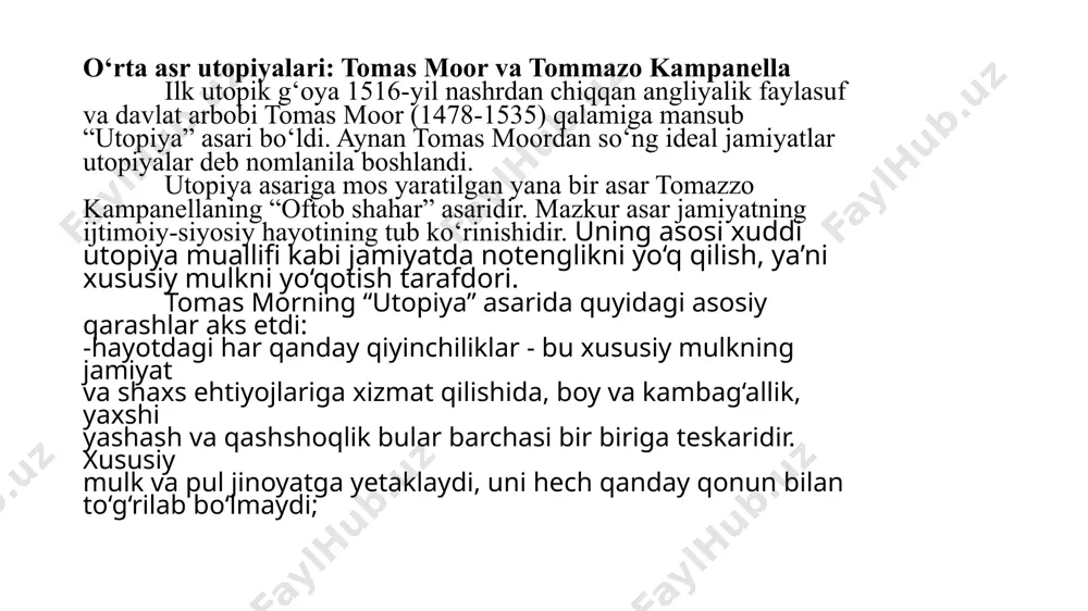 lakatning pul boyligini ko‘paytirishga qaratilgan. keyingi merkantilizm xvi asming ikkinchi yarmidan xvii asming ikkinchi yarmigacha bo‘lgan davmi o‘z ichiga oladi. (uning asosiy vakillaridan biri ingliz tomas man hisoblanadi). bu davrga kelib milliy sanoat va savdoni rivojlanishining davlat tomonidan rag‘batlantirilishi sababli, mamlakatlar o‘rtasida savdo aloqalari keng va muntazam rivojlana boshladi. dastlabki merkantilistlaming “pul balansi” o‘miga keyingi merkantilistlaming “savdo balansi” nazariyasi kelib chiqdi. “savdo balansi” nazariyasi (yoki yetuk merkantilizm) angliyada keng tarqala boshladi. mazkur konsepsiya vakillari dastlabki merkantilistlarni mamlakatdan tashqariga pul chiqarishni man etgani, importni haddan tashqari cheklagani uchun tanqid qildi. ularning fikricha, hukumatning tashqi iqtisodiy siyosatdagi asosiy vazifasi - mamlakatda imkoni boricha ko‘proq pul mablag‘larini jam g‘arish emas, balki aktiv savdo balansiga erishishdir. turli mamlakatlarda merkantilizm ta’limotining o‘ziga xos xususiyatlari merkantilizm ispaniya, italiya, angliya va fransiyada ancha keng tarzda rivojlandi . ispaniyada boylik qimmatli metall, pul bilan bir narsa deb qaralgan. shu bois, ispaniyada xvii asming boshigacha mamlakatdan oltin va kumushni …