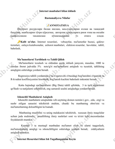 internet manbalari bilan ishlash — DOCX