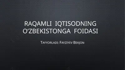 raqamli iqtisodning oʻzbekistonga foidasi — PPTX