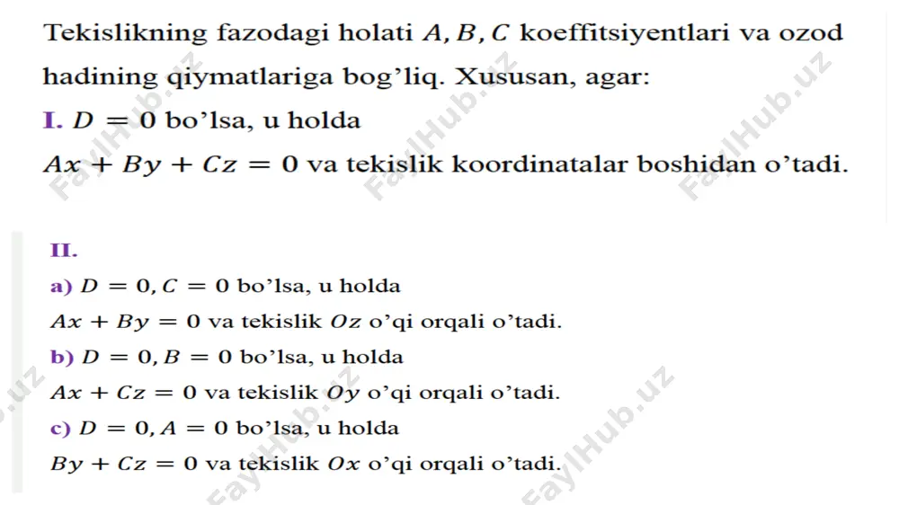 tekislikning normal va umumiy tenglamasi - Page 4