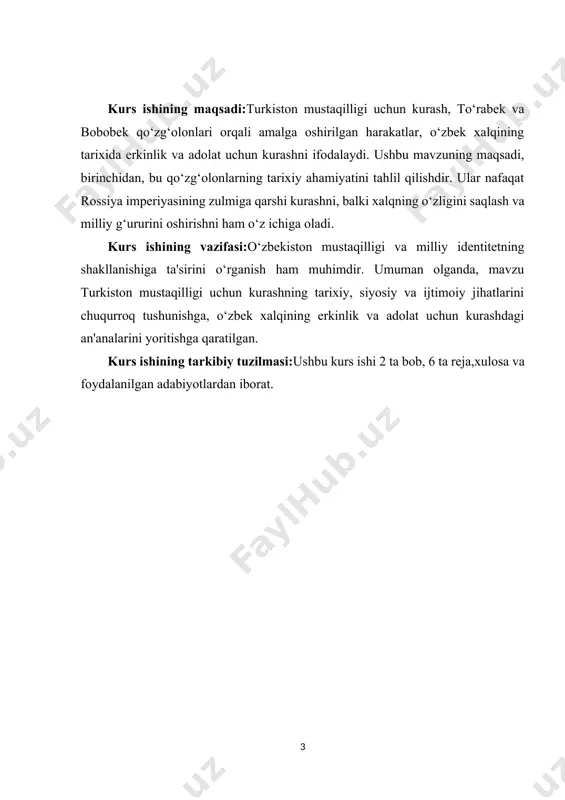 gi hududlarga qo‘shilish va mavjud resurslarni o‘zlashtirish siyosati, ayniqsa, qishloq va dehqonlarni o‘zgarishsiz qoldirishga harakat qilish, ko‘p sonli xalqni qaram holda tutishga olib keldi. bu sharoitda to‘rabek singari liderlarning kurashi avj oldi. [2: tursunov, r. (2019). o‘zbekiston tarixi: ijtimoiy va madaniy jihatlar. toshkent: o‘zbekiston matbuoti. ] rossiya imperiyasining turkistonni zabt etish jarayoni bir necha bosqichlardan iborat edi. dastlabki bosqichda, xix-asrning o‘rtalarida, rossiya turkistonga iqtisodiy jihatdan kirib borish uchun harakat qilgan. ular bu hududni o‘zlashtirish va iqtisodiy resurslardan foydalanish uchun turkistonning turli viloyatlariga o‘z kuchlarini yubordilar. o‘z navbatida, bu jarayon xalq orasida ko‘plab noroziliklarni keltirib chiqardi. ayniqsa, bu davrda rossiya hukumatining yurtimizga olib kelgan yangiliklari, jumladan, soliqlarni oshirish, yerlarni imperiya maqsadlariga xizmat qilishi uchun ajratish, dehqonlarni yerlaridan mahrum etish kabi iqtisodiy siyosatlar, aholini ko‘plab qiyinchiliklarga duchor qildi. shu davrda rossiya imperiyasining hukmronligi ostida qishloq aholisi tomonidan o‘zgarishlarga qarshi noroziliklar paydo bo‘ldi. bu siyosatlarning amalga oshirilishi, tabiiy ravishda, to‘liq mustamlaka tizimini kuchaytirishga …