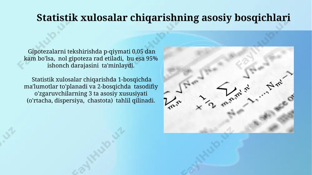 t ma'lumotlarini tahlil qilishda 95% ishonch oralig'i bilan o'rtacha qiymatni hisoblashda standart xato va t-taqsimotining ahamiyati katta rol o'ynaydi. e'tiboringiz uchun rahmat @taqdimot_robot image2.jpg image3.jpg image4.jpg image5.jpg image6.jpg image7.jpg image8.jpg image9.jpg image10.jpg image11.jpg image12.jpg image13.jpg image14.jpg image15.jpg image16.jpg image17.jpg image18.jpg image1.png