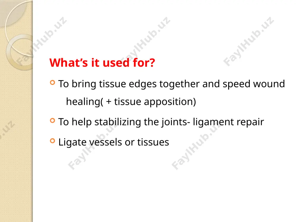 al suture. suture needles classified according to shape and type of point curved or straight swaged or eyed tapered point, cutting or reverse cutting made up of either ss or carbon steel 2 basic configurations for curved needles cutting: cutting edge can cut through tough tissue, such as skin tapered: no cutting edge; used for softer tissue inside the body surgical needles cutting tapered www.emedicine.medscape.com www.emedicine.medscape.com needle anatomy term chord linear distance between eye and tip diameter gauge or thickness of the metal wire out which the needle is made length of needle distance betw eye and tip following the curvature radius distance of the body of the needle from the center of the circle eyed require threading prior to use, resulting in pulling a double strand through tissue tying the suture to the eye increases the bulk of suture material drawn through the tissues - ‘traumatic needles’ swaged needles …