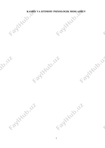 kasbiy va ijtimoiy psixologik moslashuv — DOCX