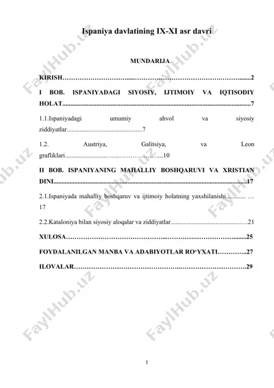 ispaniya davlatining ix-xi asr davri — DOCX