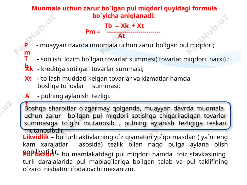adi. tijorat banklari- o`zlarining xo`jalik mavqeyiga ko`ra aksionerlik tipidagi muassasa hisoblanadi. huquqiy mavqeyiga ko`ra, faoliyatni ng biron bir turga xizmat ko`rsatuvchi, ixtisoslashgan yoki milliy bank bo`lishi mumkin. markaziy bank vazifalari. 1 boshqa bank muassasalarining majburiy zaxiralarini saqlaydi. markaziy bank mamlakatning rasmiy oltin-valyuta zaxiralarini saqlash vazifasini ham bajaradi. 2 cheklarni qayt (inkassatsiya) qilish mexanizmini ta`minlaydi va banklararo hisob- kitoblarni amalga oshiradi,ularga kreditlar beradi. 3 5 4 davlatning monetar siyosatini amalga oshiradi. barcha banklar faoliyatini uyg`unlashtiradi va ular ustidan nazoratni amalga oshiradi. 6 pul taklifi ustidan nazorat qilish mas` uliyatini oladi, milliy valutani muomalaga chiqaradi. iqtisodiyotning ehtiyojlariga mos ravishada pul muomalasini tartibga soladi. xalqaro valuta bozorlarida milliy valutalarni ayirboshlaydi. bank turlari: ixtisoslashgan tijorat banklar. tashqi iqtisodiy faoliyat millliy banki. ipoteka banklari. xalq banki . iqtisodiyotning turli sohalarida tijorat tamoyillarida kredit- pul operatsiyalarining muayyan turlarini amalga oshiradi. sanoat qurilish banki, agrobank,tadbirkor bank. mamlakatda omonat ishlarini tashkil etish, naqd pulsiz hisob-kitob qilish va aholi …