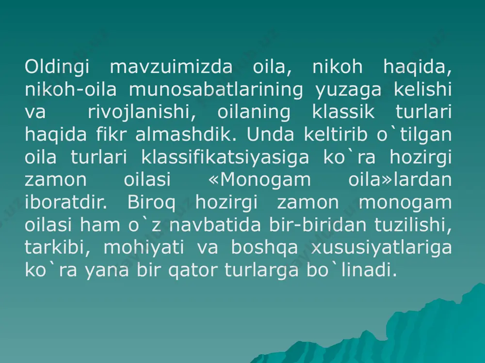 sarlarida yozib qoldirganlar. albatta, bu sanab o`tilganlar hozirgi zamon oilasini asosiy vazifalarining yagona klassifikatsiyasini tashkil eta olmaydi. e`tiboringiz uchun raxmat /docprops/thumbnail.jpeg