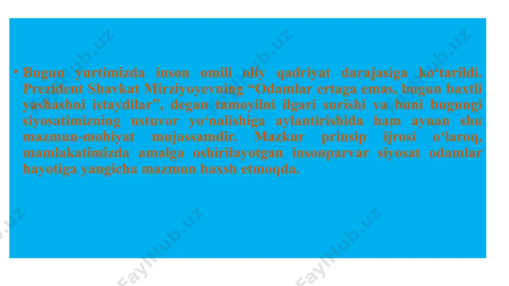 arida onalar o‘limi 3,2 barobar, bolalar o‘limi 3,4 barobar kamaydi. mamlakatimizda kamolga yetayotgan bolalarning to‘qson ikki foizi rivojlanish ko‘rsatkichlari bo‘yicha jahon sog‘liqni saqlash tashkiloti standartlariga to‘la mos keladi. o‘zbekiston respublikasi sog‘liqni saqlash vazirligining “o‘zmedinfo” elektron sog‘liqni saqlashni rivojlantirish respublika markazi faoliyat ko‘rsatmoqda. o‘tgan qisqa vaqt ichida sohaga axborot texnologiyalarini joriy etish, tizimda interaktiv xizmatlar ko‘rsatish samaradorligini oshirish maqsadida “sog‘liqni saqlash” axborot tizimlari majmuasini yaratish va sog‘liqni saqlash milliy integrasiyalashtirilgan axborot tizimi (ssmiat “sog‘liqni saqlash” atm)ni rivojlantirishga qaratilgan ishlar amalga oshirib kelinmoqda. 2-§. sog‘liqni saqlash tizimining isloh qilinishi va zamonaviy tibbiyot tizimining shakllanishi o‘zbekiston respublikasi prezidentining 2009-yil 3-avgustdagi “qishloq joylarda uy-joy qurilishi ko‘lamini kengaytirishga oid qo‘shimcha chora- tadbirlar to‘g‘risida”gi qarori bilan boshlangan qishloq infratuzilmasini yangilashga qaratilgan bunyodkorlik ishlari bugun qishloqlarimiz qiyofasini zamonaviy arxitektura asosida tubdan o‘zgartirishga xizmat qilmoqda. keyingi yillarda respublikada qishloq aholi punktlarining me’moriy qiyofasini yaxshilash, namunaviy loyihalar bo‘yicha yakka tartibda uy-joylar qurish hisobiga qishloq aholisining hayoti darajasi va sifatini …