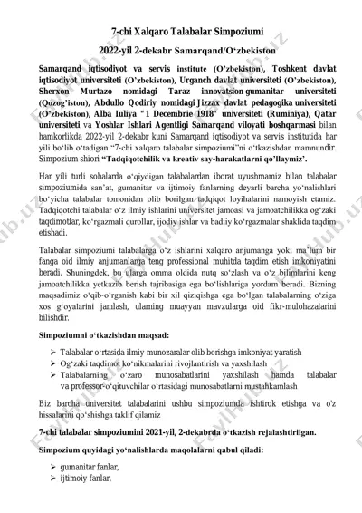 7-chi xalqaro talabalar simpoziumi — PDF