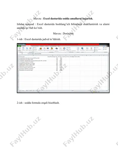 excel dasturi — DOCX