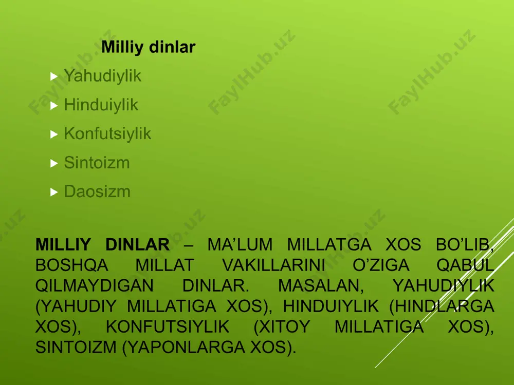 yerda quyoshning, havoda chaqmoqning, yer ustida olovning mujassamlashuvi hisoblangan olov xudosi agnidir. agni haqidagi afsonalar hindistondan tashqarida vujudga kelgan braxmanlik veda dinlarining bir shahobchasidir. vaqt o’tishi bilan vedalardagi qo’shiqlar ommaga,hatto ruhoniylarga ham tushunarsiz bo’lib qoldi. bu qo’shiqlar hali o’zgarishga uchramay, muqaddas til va muqaddas matnlar paydo bo’ldi. nihoyat, bu tilni o’rganish uchun kishilar alohida guruhlar tuzib, maxsus vaqt ajratdilar. natijada o’z hayotlarini ibodat qilish, ilohiyot ilmini o’rganish, murakkab marosimlarni o’tkazish va xalq ruhoniy hayotini boshqarishga bag’ishlagan braxmanlar kastasi (tabaqasi) vujudga keldi. dinga xos bo’lgan xususiyatlardan biri –ilohiy tilning o’zgartirib bo’lmasligidir. хuddi shu bir tilning eskirib amaldan qolishi va faqat muqaddas tilga aylanib qolishi braxmanizmning kelib chiqishiga sabab bo’lgan omillardan biridir. hinduizm asosan, hindistonda tarqalgan bo’lib, mamlakat aholisining 83%, ya’ni 650 mln.kishi shu dinga e’tiqod qiladi. hinduizm e’tiqod qiluvchilar soni jihatidan jahonda uchinchi o’rinda turadi. barcha hinduistlarning soni 700 mln.ni tashkil etadi. yirik jamoalar bangladeshda(12mln.), indoneziyada(3,6mln.), shrilankada(3mln.), pokistonda (1,5mln.), malayziyada(1mln.), aqshda(0,5mln.), …