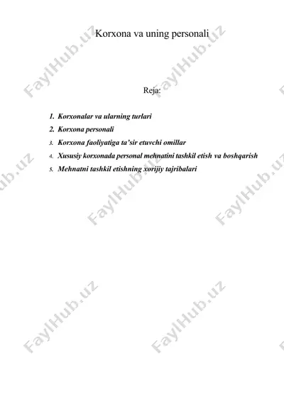 korxona va uning personali — DOC