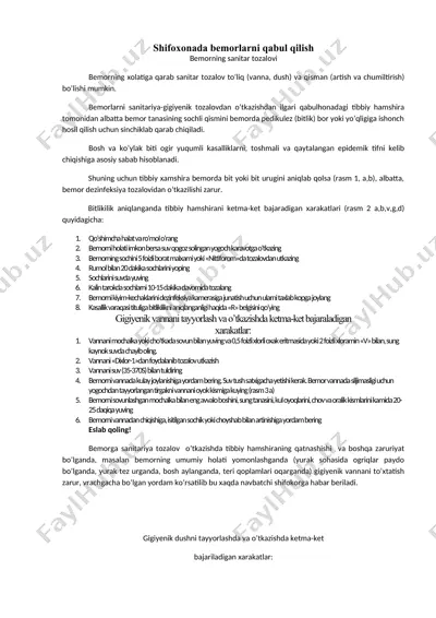 shifoxonada bemorlarni qabul qilish — DOC