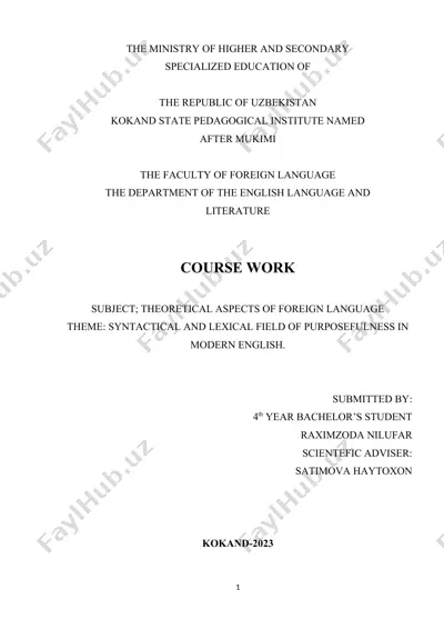syntactical and lexical field of purposefulness in modern english — DOCX